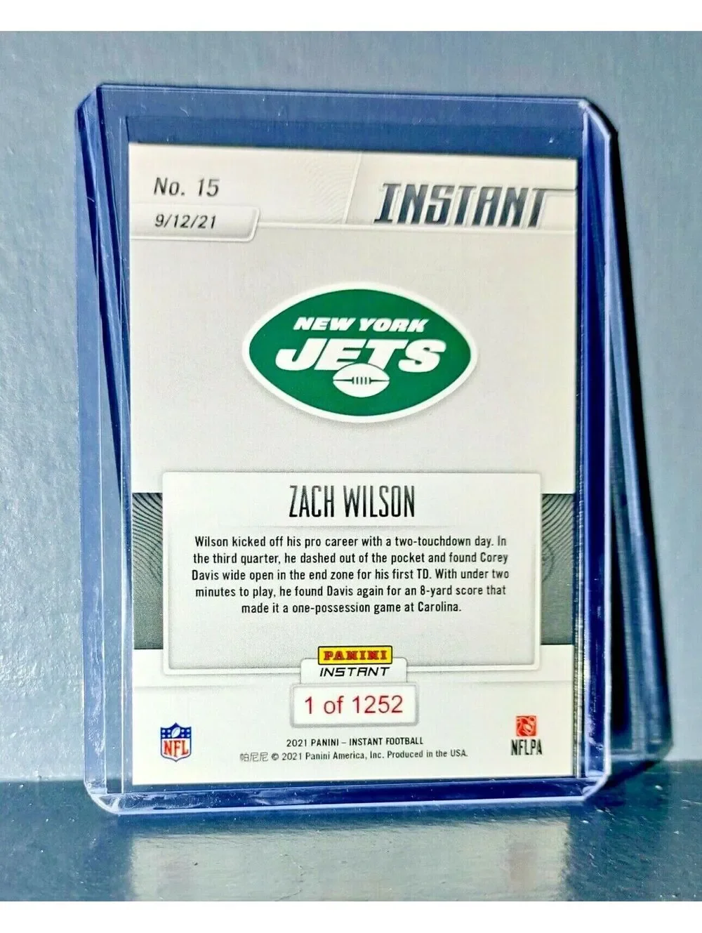Zack Wilson 2021 Panini NFL Football #15 Rookie  Card 1 of 1252